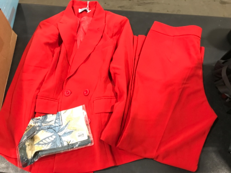 Photo 1 of SUSIELADY Women's Blazer Suits Two Piece Solid Work Pant Suit for Women Business Office Lady Suits Sets Bl01-red X-Large