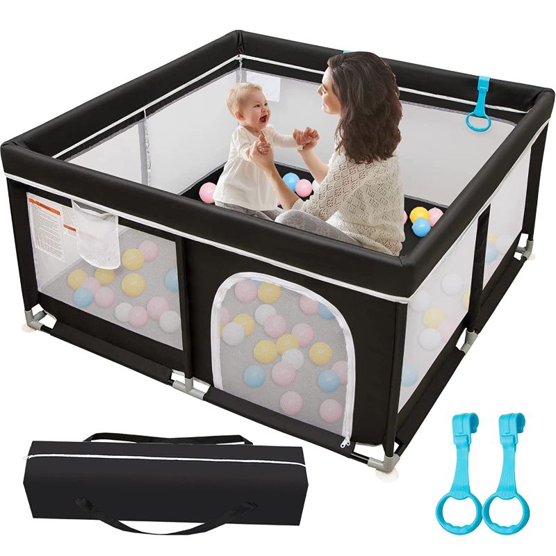 Photo 1 of Baby Playpen 50"x50", Dosptruy Playpen for Babies and Toddlers, Indoor & Outdoor Kids Activity Center with Suction Cup Base, Infant Safety Gates with Breathable Mesh, Play Yard for Baby
