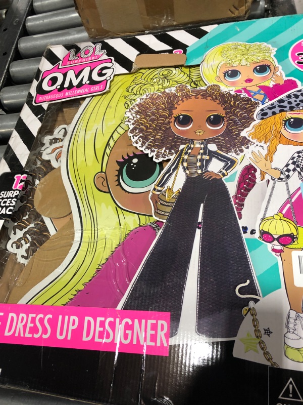 Photo 2 of LOL Surprise OMG Surprise Dress Up Designer Kit by Horizon Group USA, Mix & Match Stickers & Gemstones to Create Trendy Looks on 3 Life-Sized Dolls. Includes 12 Surprise Accessory Packs & More Jumbo Dress Up Dolls