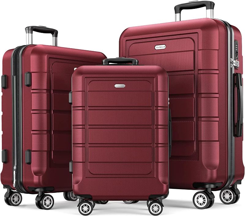 Photo 1 of 
SHOWKOO Luggage Sets Expandable PC+ABS Durable Suitcase Double Wheels TSA Lock 3pcs Red Wine
