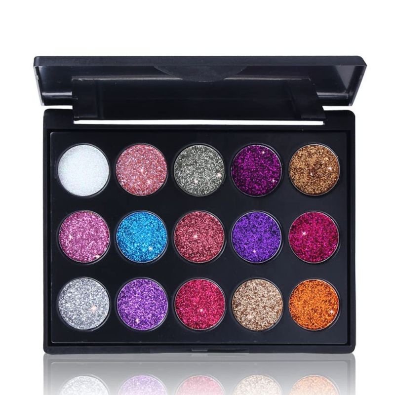 Photo 1 of 15 Colors Glitter Eyeshadow Makeup Palette -Small Sequins Shimmer Matte Eyeshadow Professional Makeup Natural Long Lasting Waterproof Eye Shadow#01