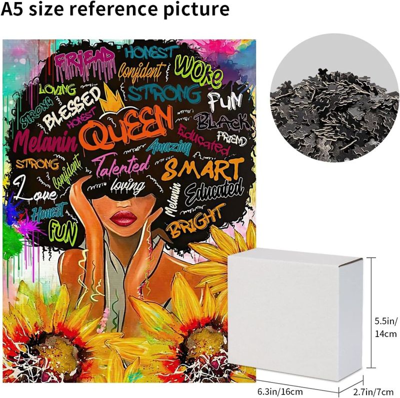 Photo 1 of  African American Jigsaw Puzzle 500 Piece Wooden Inspirational Black Queen Art Puzzle Picture For Adult And Teenager Leisure Game Fun Toy Home Decor Educational Intellectual GIft