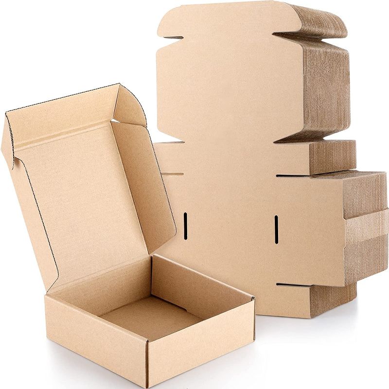 Photo 1 of 100 Pack Shipping Boxes 6 x 6 x 2 Inch Corrugated Cardboard Boxes Small Mailing Boxes Christmas Corrugated Boxes Reusable Moving Box for Mailing Packing and Shipping (Brown)
