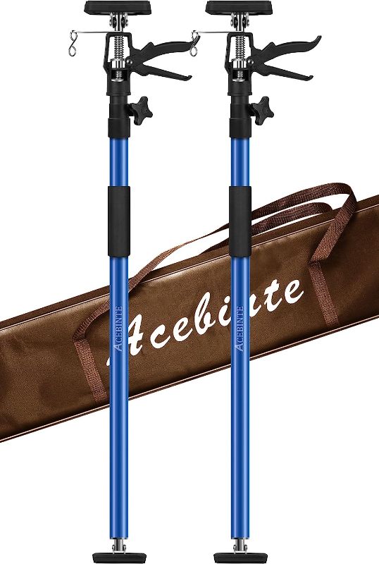 Photo 1 of 2PK Support Pole,Steel Telescopic Quick Adjustable 3rd Hand Support System, Support Rod, Supports up to 154 lbs Construction Rods for Cabinet Jacks Cargo Bars Drywalls Extends from 50 Inch to 118 Inch

