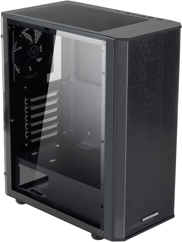 Photo 1 of ARESGAME at-M1 Mid-Tower PC Case, Transparent Side Panel and ATX/M-ATX Support, Liquid Cooling Support up to 240mm Radiator, Black
