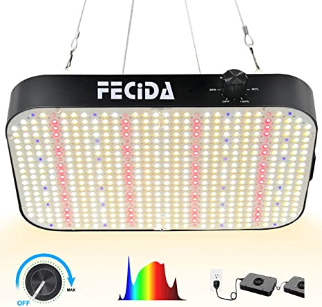 Photo 1 of FECiDA 600W LED Grow Light Dimmable, 2022 Best LED Grow Lights for Indoor Plants Full Spectrum, Seed Starting Seedlings Vegetable Pepper Hanging Growing Lamps, Daisy Chain Function, Quiet Built-In Fan 