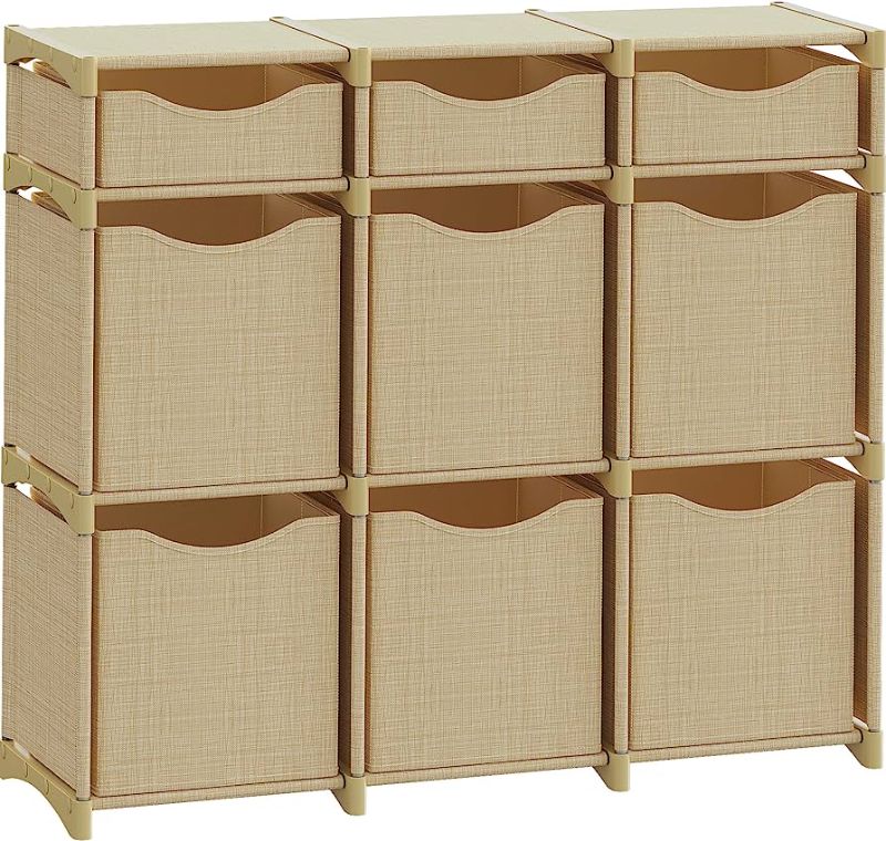 Photo 1 of 9 Cube Closet Organizers And Storage | Includes All Storage Cube Bins | Easy To Assemble Closet Storage Unit With Drawers | Room Organizer For Clothes, Baby Closet Bedroom, Playroom, Dorm (Beige)
