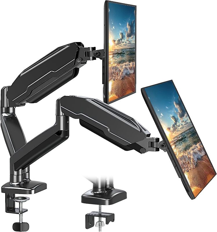 Photo 1 of MOUNT PRO Dual Monitor Mount Fits 13 to 32 Inch Computer Screen, Each Monitor Arm Holds Up to 17.6lbs, Adjustable Full Motion Gas Spring Monitor Desk Stands for 2 Monitors, VESA Monitor Mount 100x100