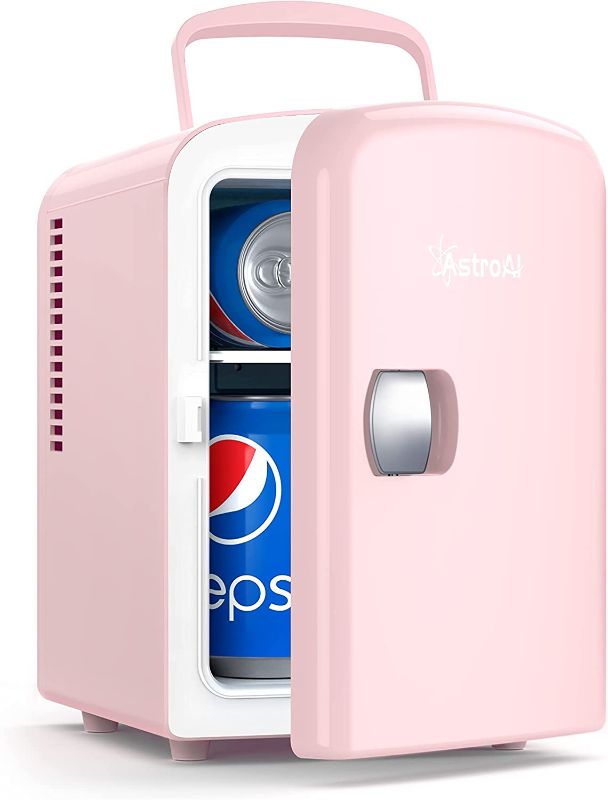 Photo 1 of AstroAI Mini Fridge, 4 Liter/6 Can AC/DC Portable Thermoelectric Cooler and Warmer Refrigerators for Skincare, Beverage, Food, Home, Office and Car, ETL Listed (Pink)
