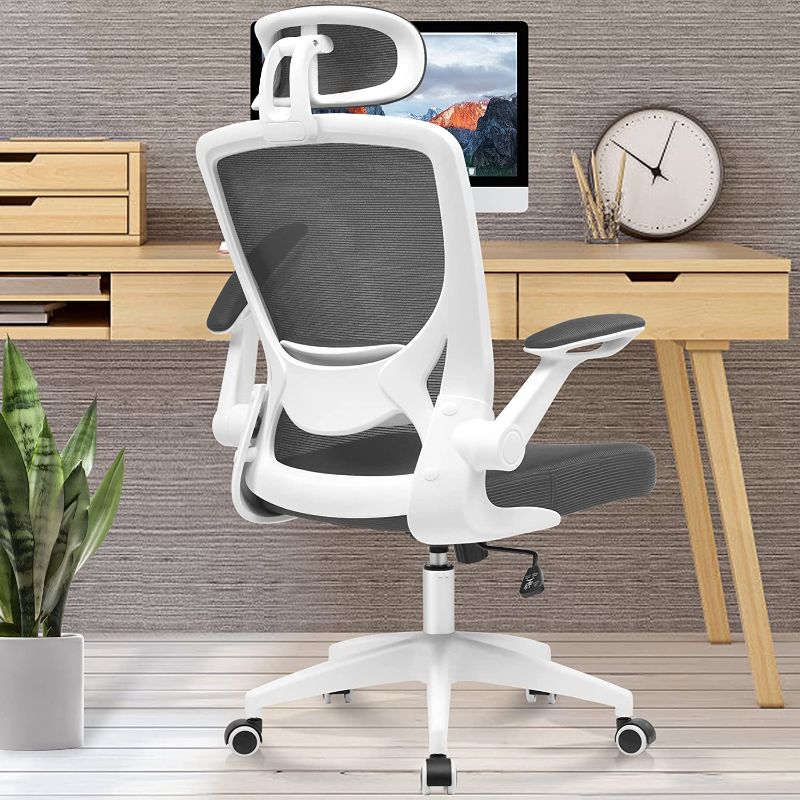 Photo 1 of KERDOM Ergonomic Office Chair, Breathable Mesh Desk Chair, Lumbar Support Computer Chair with Headrest and Flip-up Arms, Swivel Task Chair, Adjustable Height Gaming Chair