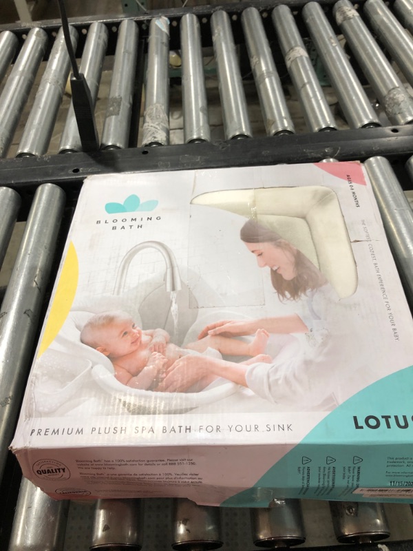Photo 1 of Blooming Bath Lotus Baby Bath Seat - Plush Minky Baby Sink Bathtub Cushion - The Original Washer-Safe Flower Seat for Newborns - Gray/Dark Gray 