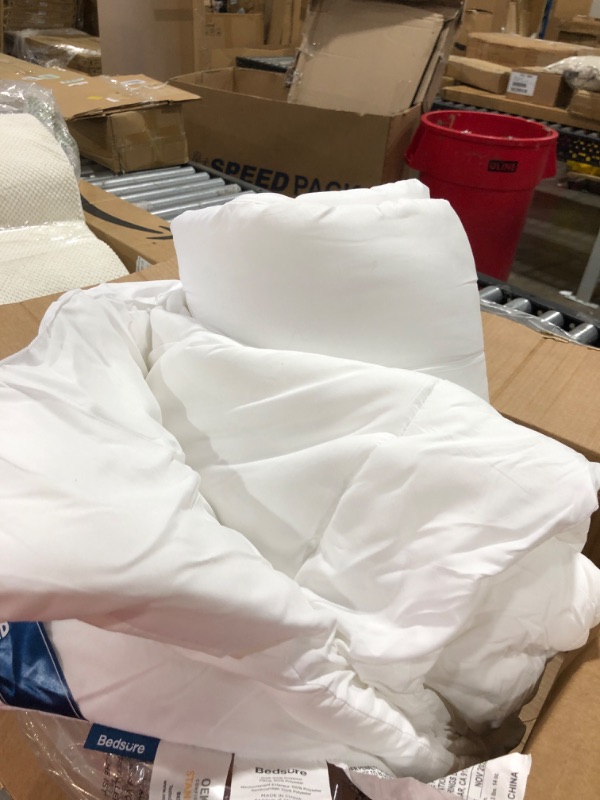 Photo 2 of  Comforter - All Season Comforters Queen Size - Plush Siliconized Fiberfill - White Bed Comforter - Box Stitched