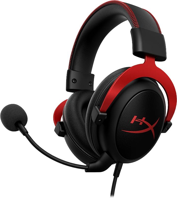 Photo 1 of HyperX Cloud II - Gaming Headset, 7.1 Surround Sound, Memory Foam Ear Pads, Durable Aluminum Frame, Detachable Microphone, Works with PC, PS5, PS4, Xbox Series X|S, Xbox One – Red
