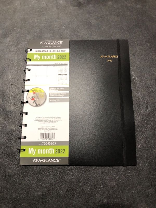 Photo 2 of 2022 Monthly Planner by AT-A-GLANCE, 8-3/4" x 11", Large, Wirebound, Move-A-Page, Black (70260E05) 2022 New Edition