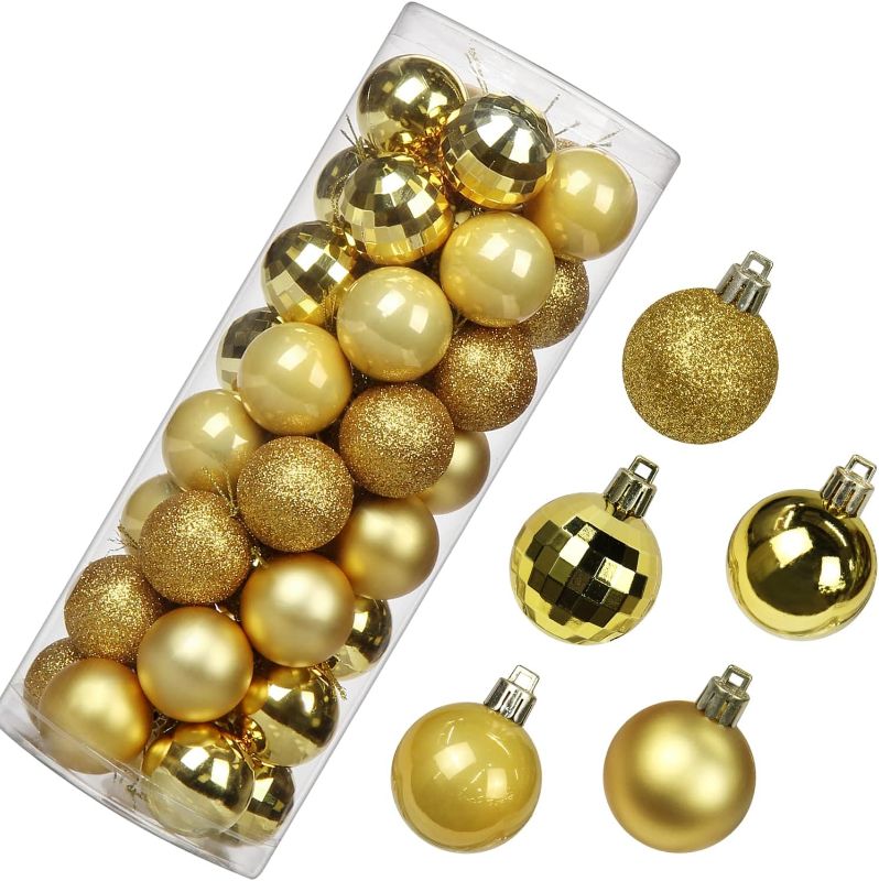 Photo 1 of 1.57" Christmas Ball Ornaments Shatterproof Gold Christmas Ornaments Set 40 pcs Gold Ornaments for Christmas Tree Halloween Holiday Wedding Party Decoration
