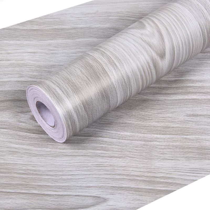 Photo 1 of 17.7”x 118” Wallpaper Gray Wood Contact Paper, PVC Self Adhesive Wood Wall Peel and Stick Paper, Thick and Easy to Clean Wall Covering Gray Wood 17.7”x 118”