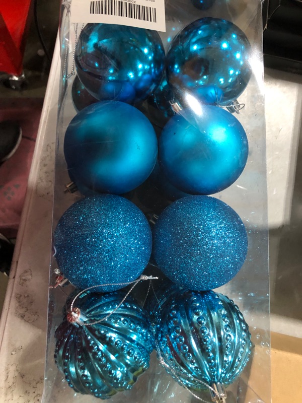 Photo 2 of 3.15" Big Christmas Ornaments Balls Shatterproof Blue Christmas Ornaments 16 Pcs Blue Ornaments for Christmas Tree Holiday Wedding Party Decoration Lake Blue 3.15"/16pcs