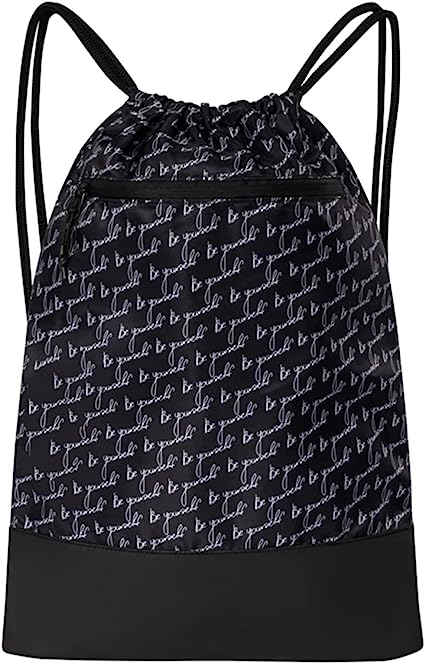 Photo 1 of Drawstring Backpack for Women | Durable Lightweight Gym Backpack with Graphic Designs | Great for Drawstring Bags for the Gym, Travel, and Overnights | Black - Be Yourself 