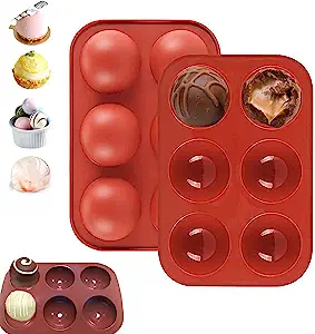 Photo 1 of 2 Packs Silicone Molds, Medium 6 Holes Semi Sphere Chocolate Molds, BPA Free Silicone Baking Mold for Making Hot Chocolate Bombs, Hot Cocoa Bomb, Cake, Jelly, Dessert, Dome Mousse, Candy, Pudding