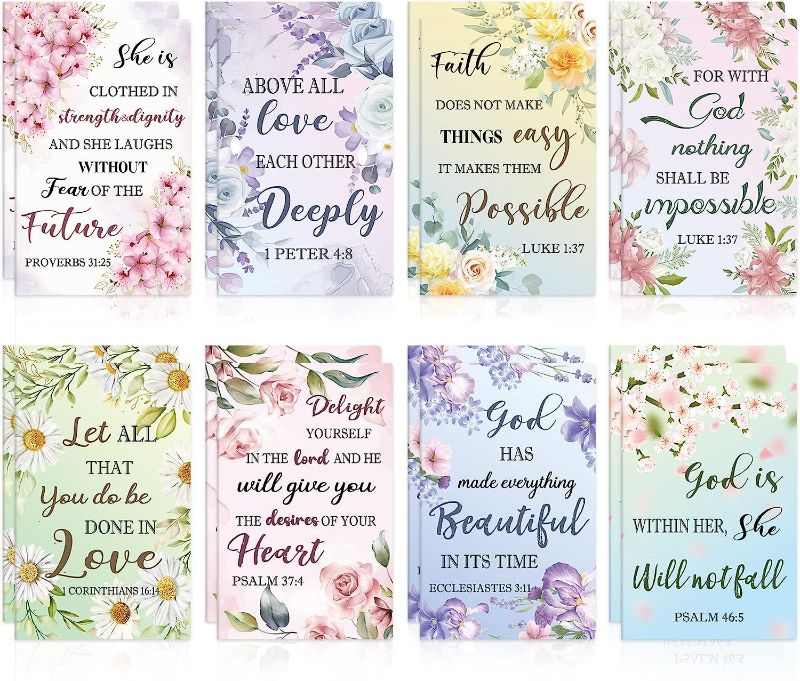Photo 1 of  16 Pieces Flower Daily Prayer Faith Journals for Women Rustic Floral Patterned Bible Verse Notebooks Inspirational Scripture Quotes Pocket Notepads for Home Office School, 4.9 x 3.1 Inch