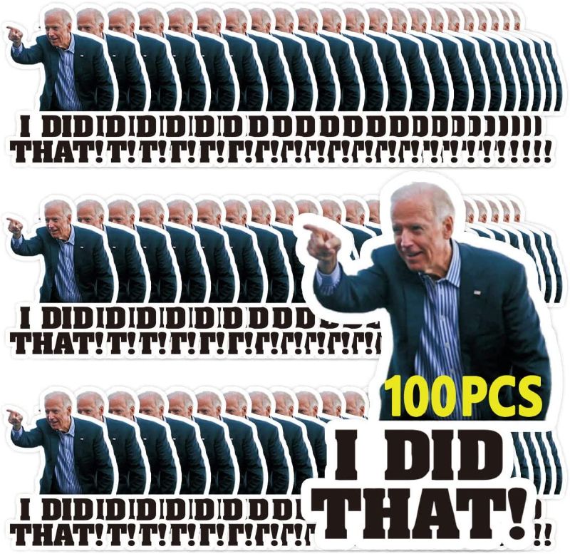 Photo 1 of 100 Pcs I Did That Biden Stickers,Joe Biden Stickers Funny I Did That - Pointed to Your Left,That's All Me Car Bumper Reflective Waterproof Humor Decals for Motorcycle Helmet Laptop Window
