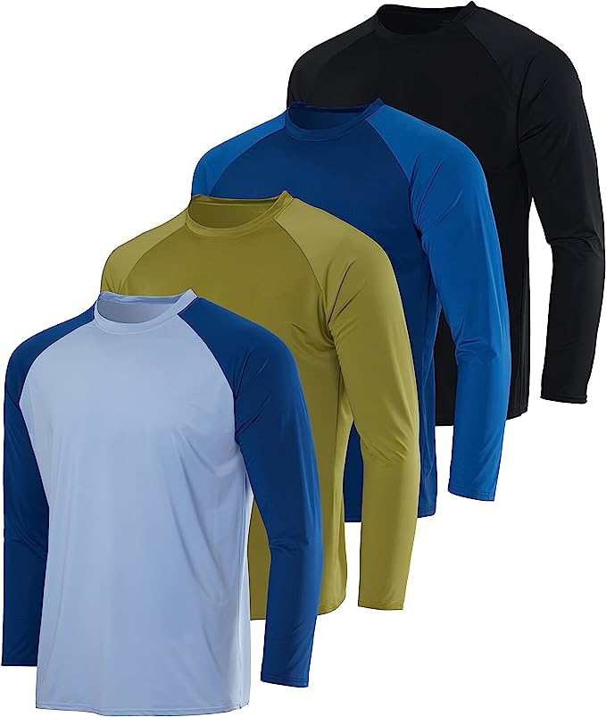 Photo 1 of 4-Pack: Boy’s Long Sleeve Rash Guard Shirt – Swimwear UPF Sun Protection Surf Top Swim Suit
