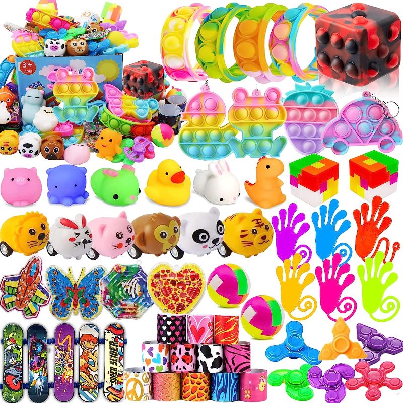 Photo 1 of 55 Pcs Party Favors for Kids 4-8-12,Pop Fidget Toys for Boys Grils, Treasure Box Toys for Classroom Prizes,Pinata Filler,Goodie Bag Stuffers,Treasure Chest Carnival Prizes,Easter Basket Stuffers
