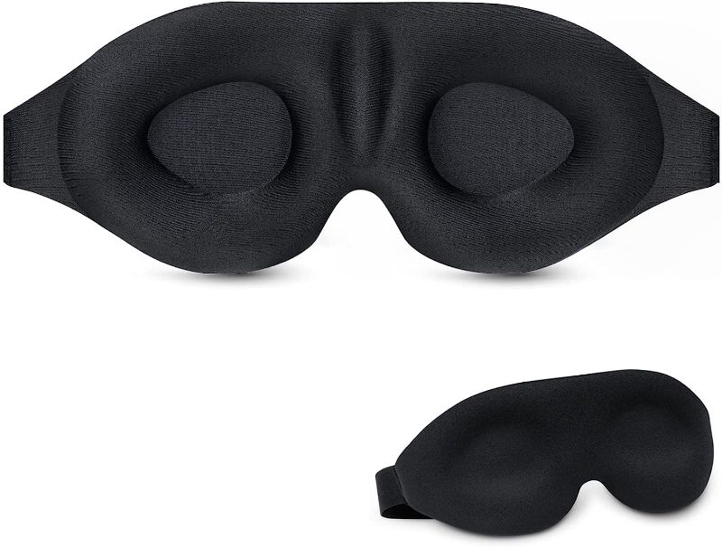Photo 1 of 3D Sleep Mask, Sleeping Eye Mask for Women Men, Contoured Cup Night Blindfold, Luxury Light Blocking Eye Cover, Molded Eye Shade with Adjustable Strap for Travel, Nap, Meditation, Black - 1