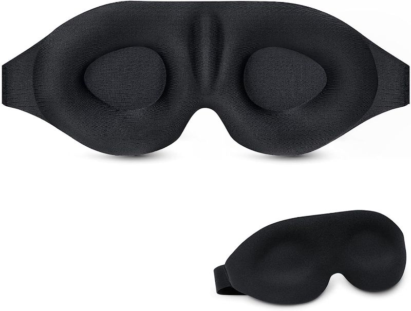 Photo 1 of 3D Sleep Mask, Sleeping Eye Mask for Women Men, Contoured Cup Night Blindfold, Luxury Light Blocking Eye Cover, Molded Eye Shade with Adjustable Strap for Travel, Nap, Meditation, Black
