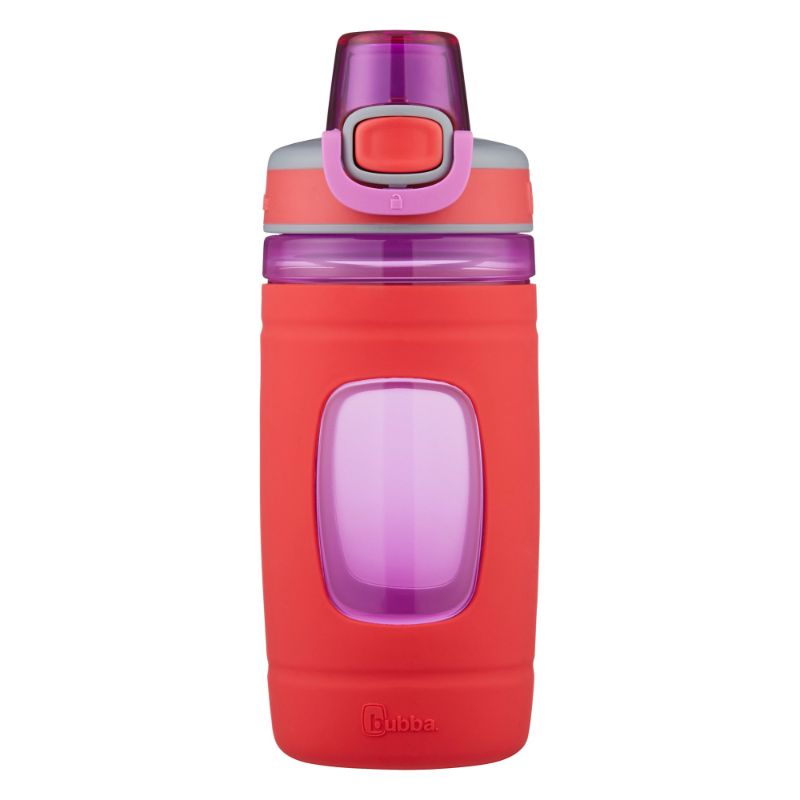 Photo 1 of Bubba Flo Kids 16 Oz Coral and Purple Plastic Water Bottle with Wide Mouth Lid