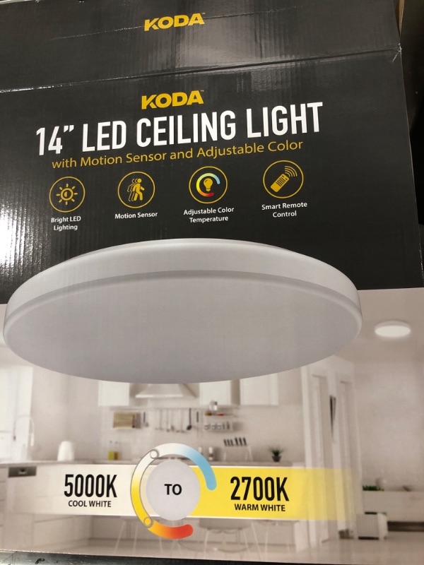 Photo 1 of  Motion Activated LED Ceiling Light with Remote, White
