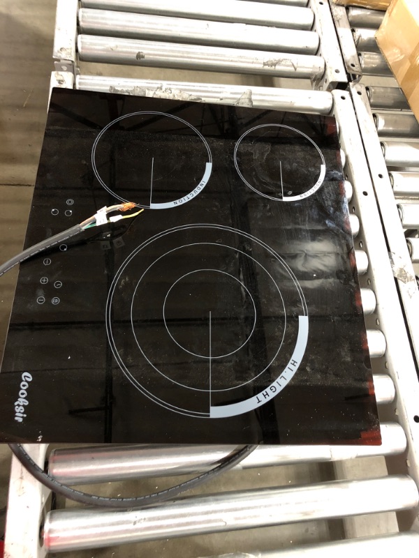 Photo 1 of 24 Inch Electric Cooktop, Cooksir 3 Burner Built-in Ceramic Hob 220-240V, 5700W Electric Stove Top with Touch Control, Timer, Child Safety Lock, Hard Wired, No Plug
