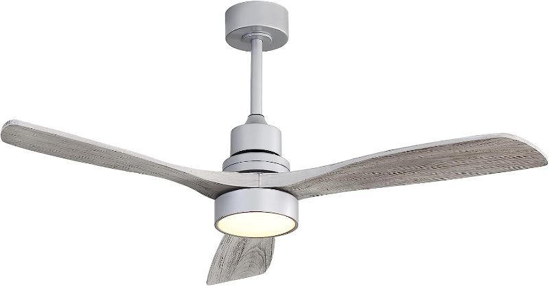 Photo 1 of  Wood Ceiling Fan With Lights Remote Control Dimmable LED Light 3 Fan Blades Reversible DC Motor Modern Ceiling Fan with 3 Downrods(5 inch/10 inch/24 inch) for Farmhouse/Patios Silver