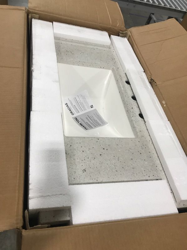 Photo 1 of Clady 36.5 in. W x 18.75 in. D Bath Vanity in White with Cultured Marble Vanity Top in Silver Ash with White Sink