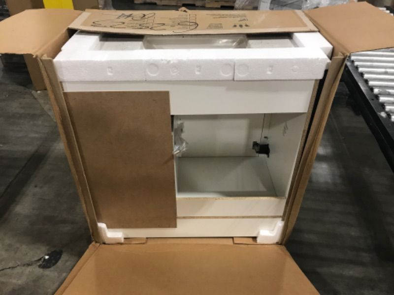 Photo 1 of Clady 36.5 in. W x 18.75 in. D Bath Vanity in White with Cultured Marble Vanity Top in Silver Ash with White Sink
