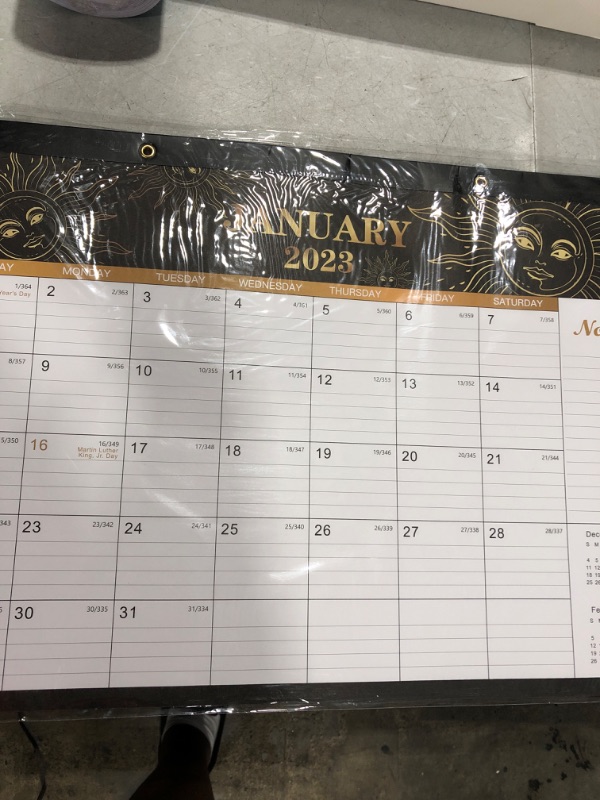 Photo 2 of 2023 Desk Calendar - 18 Monthly Desk/Wall Calendar 2-in-1,16.8" x 12", January 2023 - June 2024, Thick Paper with Corner Protectors, Large Ruled Blocks - The Sun Black