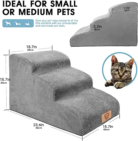 Photo 1 of 3 Tiers Foam Dog Ramps/Steps,Non-Slip Dog Steps,Extra Wide Deep Dog Stairs,High Density Foam Pet Stairs/Ladder,Best for Older Dogs,Cats,Small Pets,