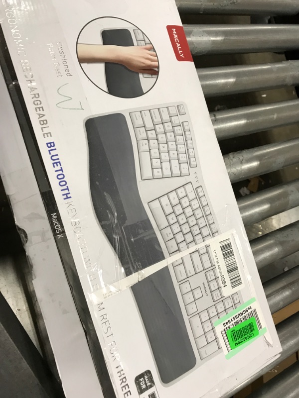 Photo 1 of PEIOUS Ergonomic Keyboard, Bluetooth Keyboard Multi-Device Rechargeable with Split Keyboard Layout and Wrist Rest, USB Ergo Wireless Keyboard for Mac and Windows, Laptop, Computer, Silver
