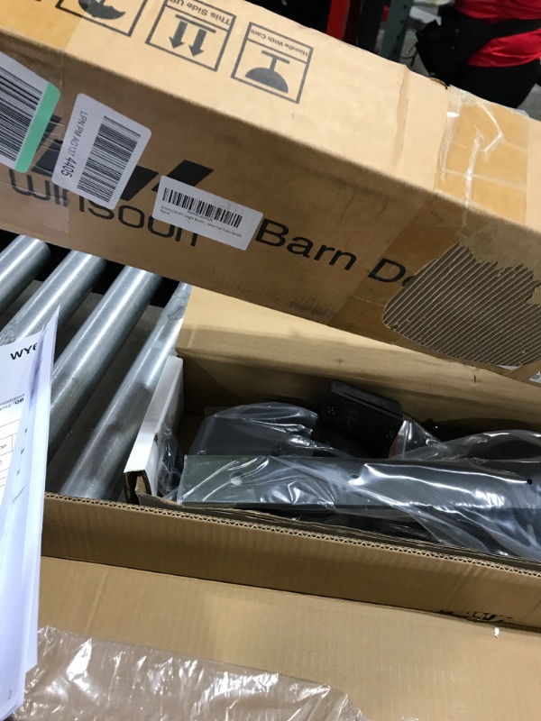 Photo 1 of WINSOON 6FT Single Wood Sliding Barn Door Hardware Kit Basic Black Big Spoke Wheel Roller Garage Closet Carbon Steel Flat Track System… 6FT Track Kit [2x3FT]