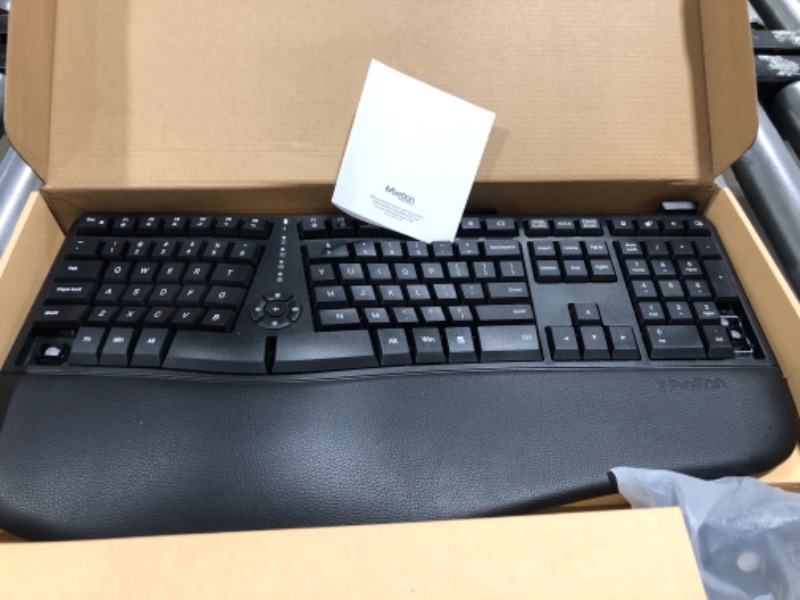 Photo 1 of Limited-time deal: MEETION Ergonomic Wireless Keyboard and Mouse, Ergo Keyboard with Vertical Mouse, Split Keyboard with Cushioned Wrist, Palm Rest, Natural Typing, Rechargeable, Full Size, Windows/Mac/Computer/Laptop 