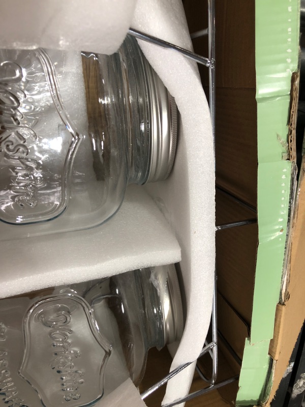 Photo 1 of 2 Pack of Outdoor Glass Beverage Dispensers with Sturdy Metal Bases & Stainless Steel Spigots - 2 Gallon Drink Dispensers for Lemonade, Tea, Cold Water, Laundry Detergent & More 