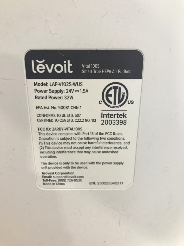 Photo 4 of LEVOIT Air Purifiers for Home Large Room Bedroom Up to 1110 Ft² with Air Quality and Light Sensors, Smart WiFi, Washable Filters, HEPA Filter Captures Pet Hair, Allergies, Dust, Smoke, Vital 100S
