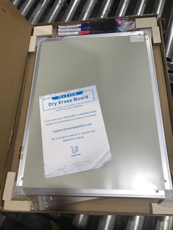 Photo 1 of Combination Whiteboard Bulletin Board Set - 24 x 18" Dry Erase/Cork Board with 1 Magnetic Dry Eraser, 4 Markers, 4 Magnets and 10 Thumb Tacks - Small Combo Tack White Board for Home Office Desk
