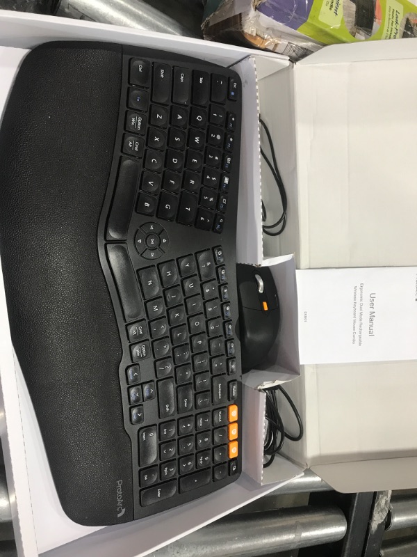 Photo 2 of Ergonomic Wireless Keyboard Mouse, ProtoArc EKM01 Ergo Bluetooth Keyboard and Mouse Combo, Split Design, Palm Rest, Multi-Device, Rechargeable, Windows/Mac/Android