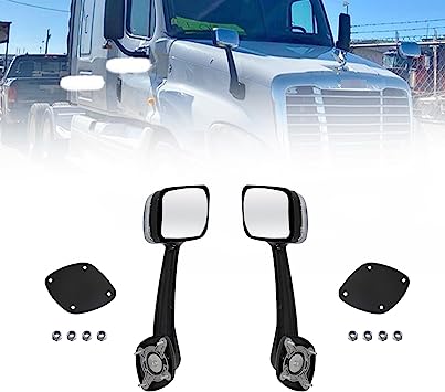 Photo 1 of 1 Chrome Hood Mirror Compatible With 2008 2009 2010 2011 2012 2013 2014 2015 2016 Freightliner Cascadia Exterior Mirror,Replacement For A22-66565-002, A22-66565-003 
