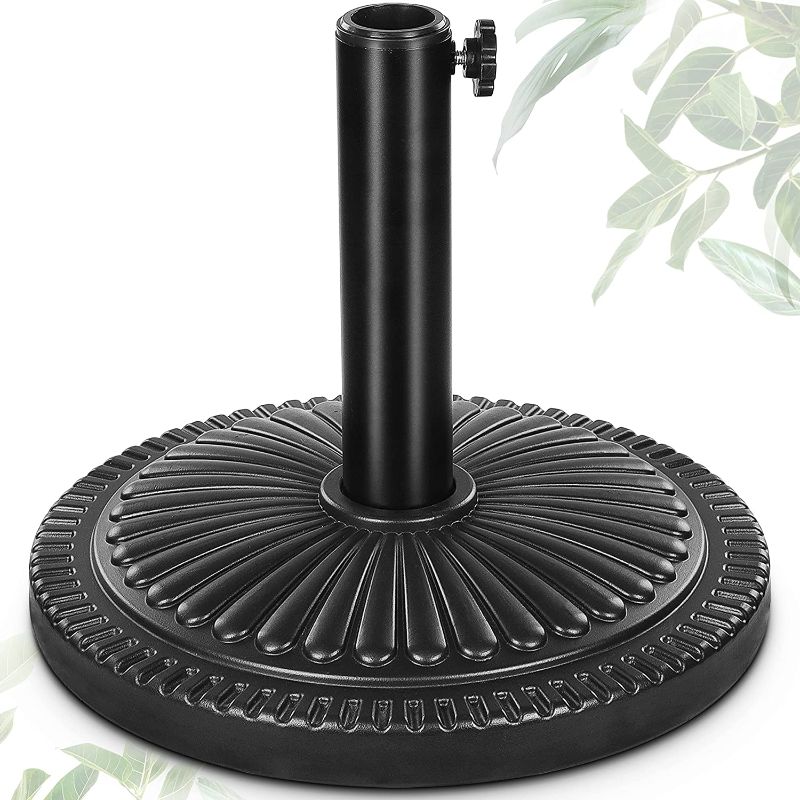 Photo 1 of  23-lbs Outdoor Umbrella Base 15" Round Table Umbrella Stand Base, Weather-Resistant Patio Market Umbrella Holder for Yard/Garden/Deck-Shine Black