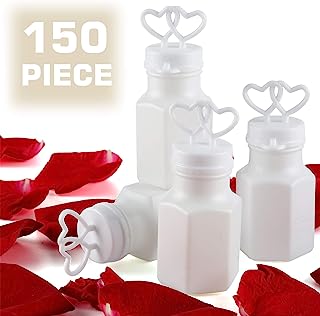 Photo 1 of 150 pack Mini White Double Heart Bubble Bottle (pre-filled) - Party Favor for Wedding, Anniversary, Engagement, Bridal, Celebration, Valentine’s Day, Family Reunion, and Gift for Couple Boy Girl
