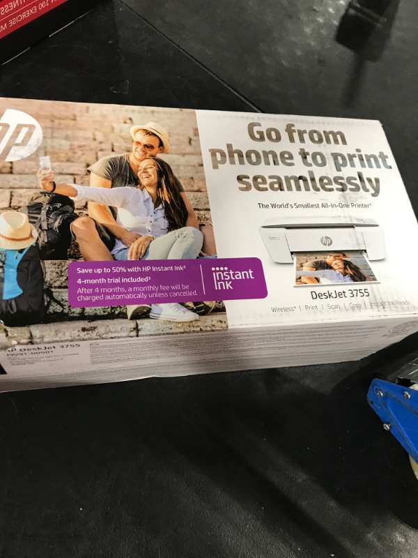 Photo 2 of HP DeskJet 3755 Compact All-in-One Wireless Printer - Stone Accent (J9V91A) 