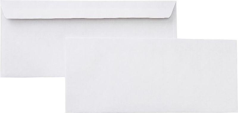 Photo 1 of Amazon Basics #10 Security-Tinted Self-Seal Business Envelopes with Left Window, Peel & Seal Closure - 500-Pack, White Tint Peel & Seal Single Left Window Envelopes