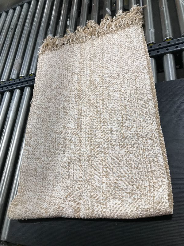 Photo 2 of 2' x 6'  Braided Tan Indoor/Outdoor Solid Runner Rug